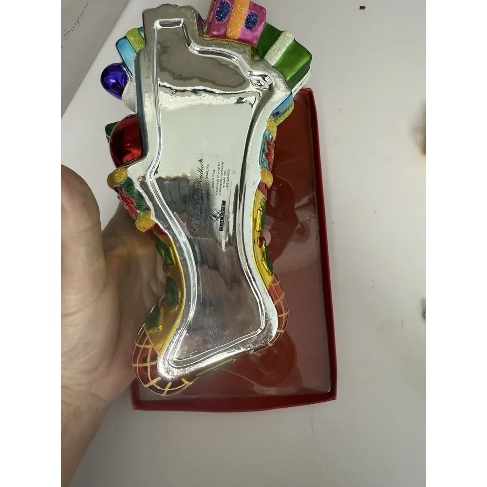 Vintage Christopher Radko 2004 ‎ Santa Claus in Stocking Trinket Candy Dish NIB